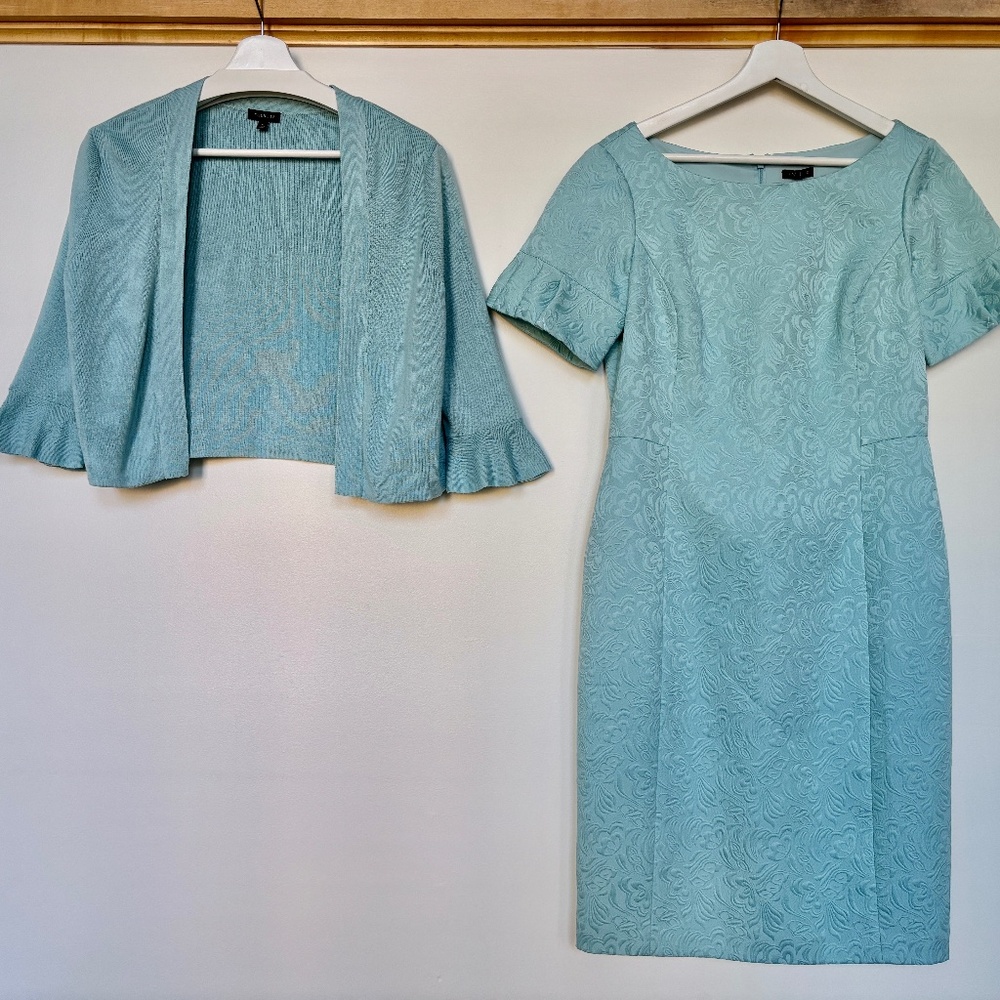 TALBOTS jacquard dress 6 + shrug cardigan M set